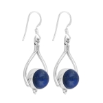 Blue Lapis Lazuli round casual earrings